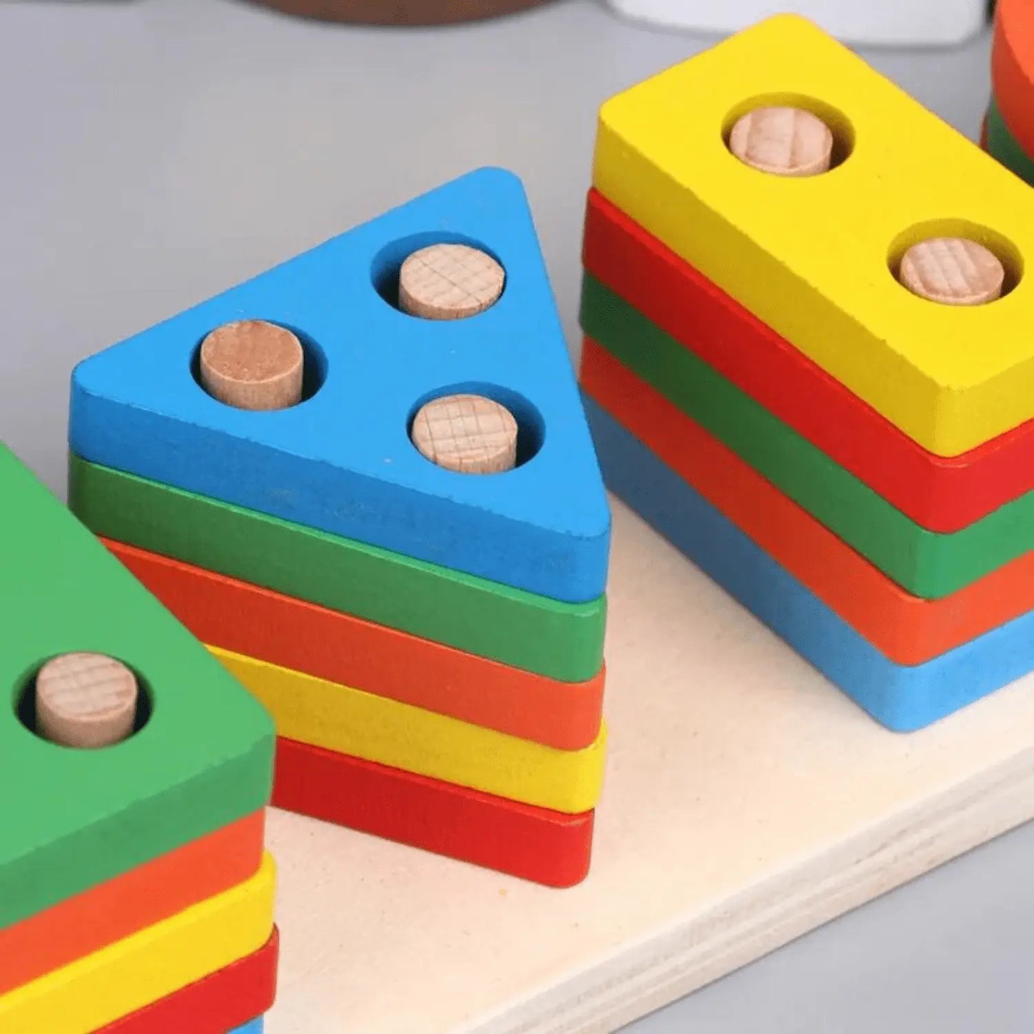 Multicolour Shapes Stacker puzzle Shapes Tower Stacker with Stick – 5 Type shapes 4 Layer - MyLittleTales