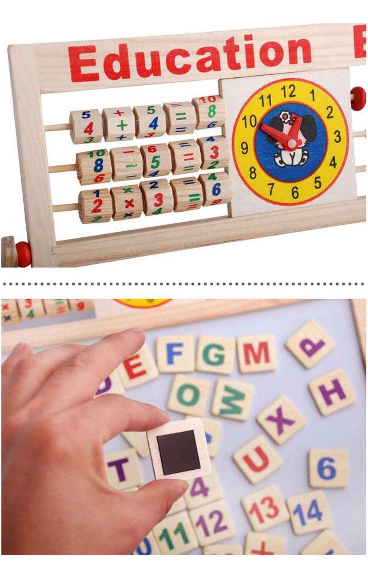 Multipurpose educational magnetic double sided wooden writing board - MyLittleTales