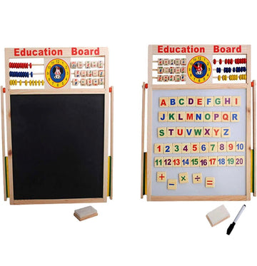 Multipurpose educational magnetic double sided wooden writing board - MyLittleTales