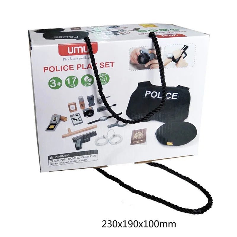 Police Role Play Set Simulation Wood Toys for Boy Costume Cosplay Interactive - MyLittleTales