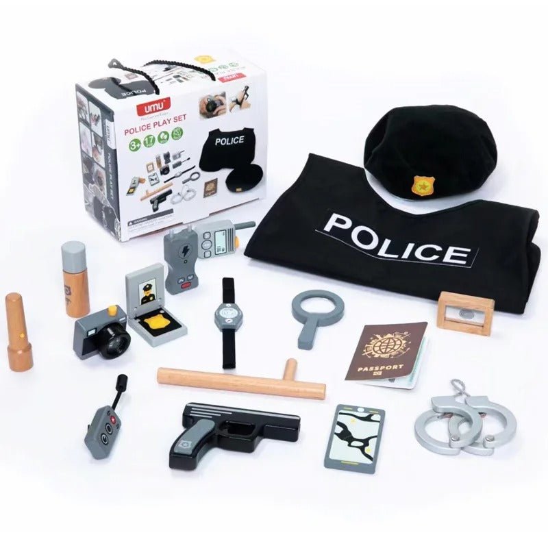 Police Role Play Set Simulation Wood Toys for Boy Costume Cosplay Interactive - MyLittleTales