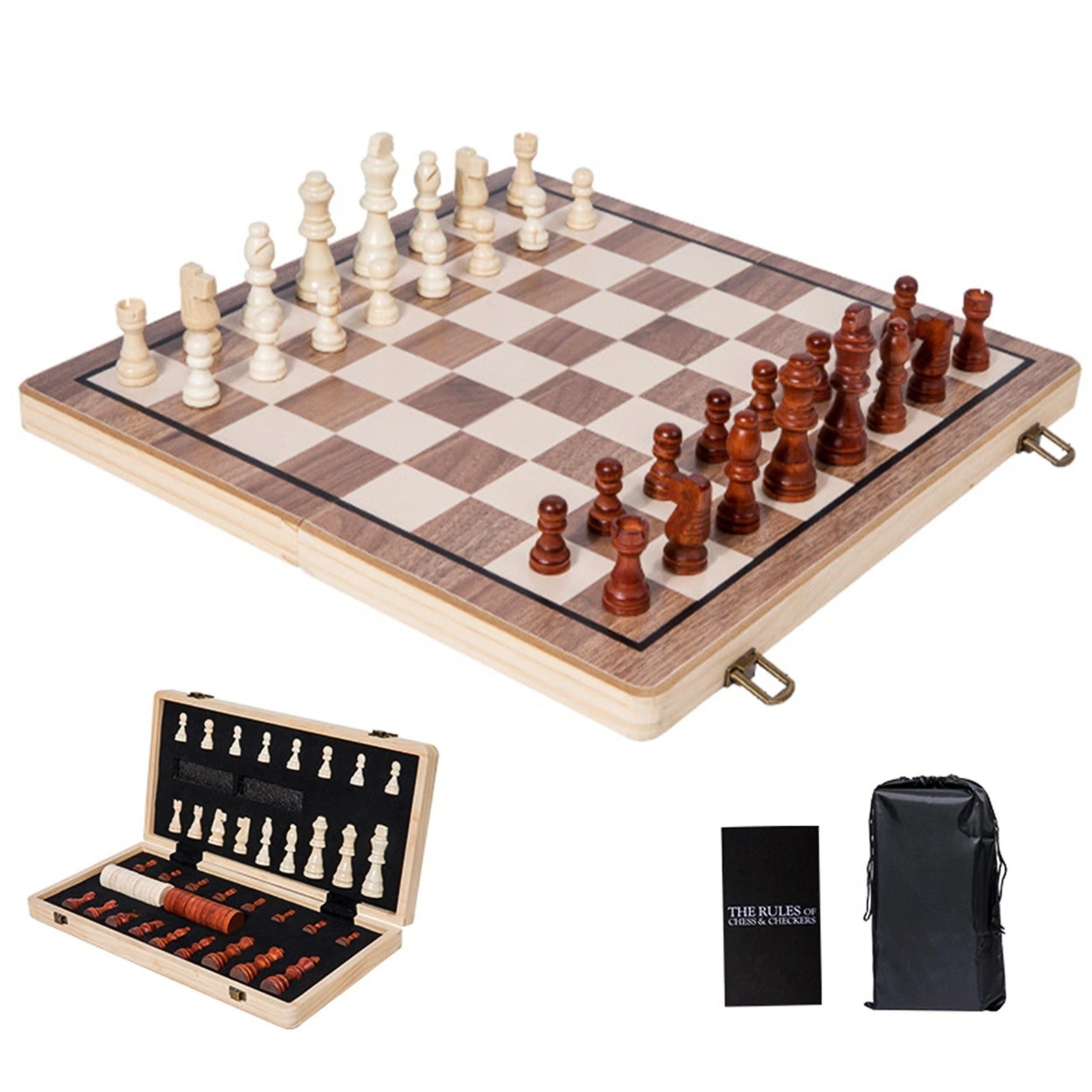 Premium Classic Wooden Chess & Checkers Set - MyLittleTales
