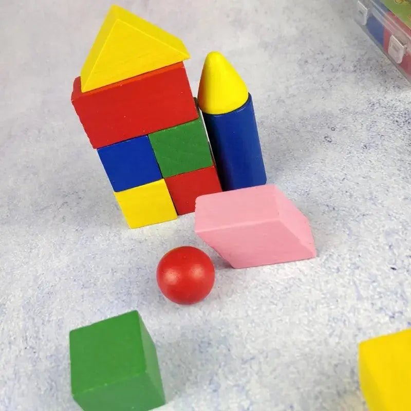 SHAPES PUZZLE Building Blocks Box, DIY wooden block toys with a good storage box. - MyLittleTales