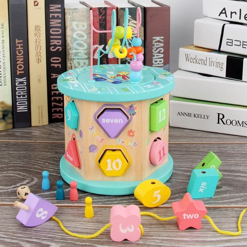 Six sided Intelligence box beads Children Wooden Large Multi - function Large Round Beads Treasure Box Development Parent - child Educational Toy - MyLittleTales