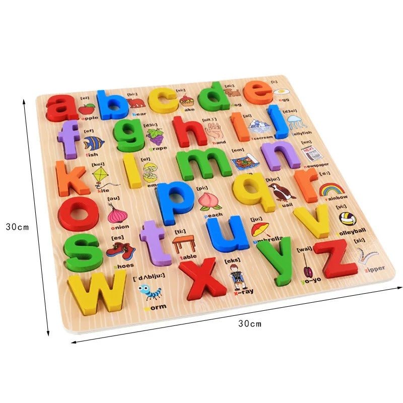 Small abcde Board – 3D Small Alphabet Board with picture print - MyLittleTales