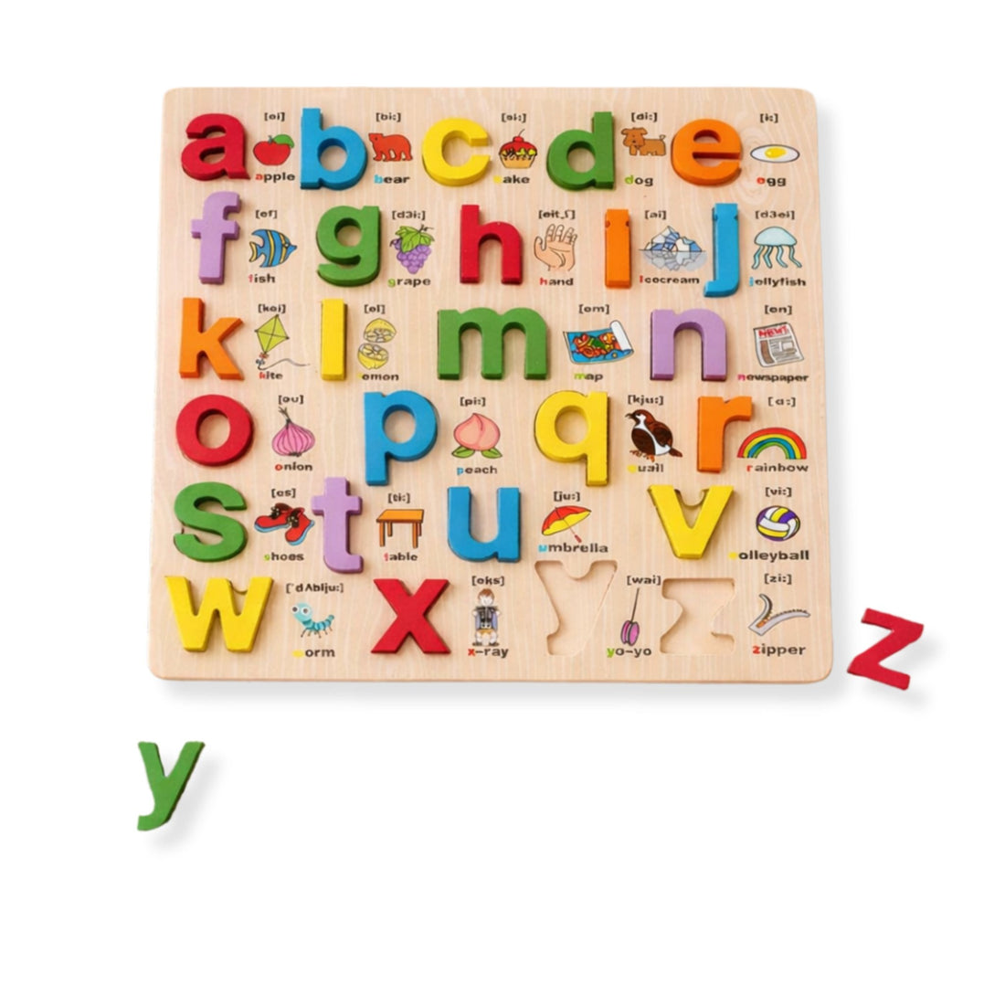 Small abcde Board – 3D Small Alphabet Board with picture print - MyLittleTales