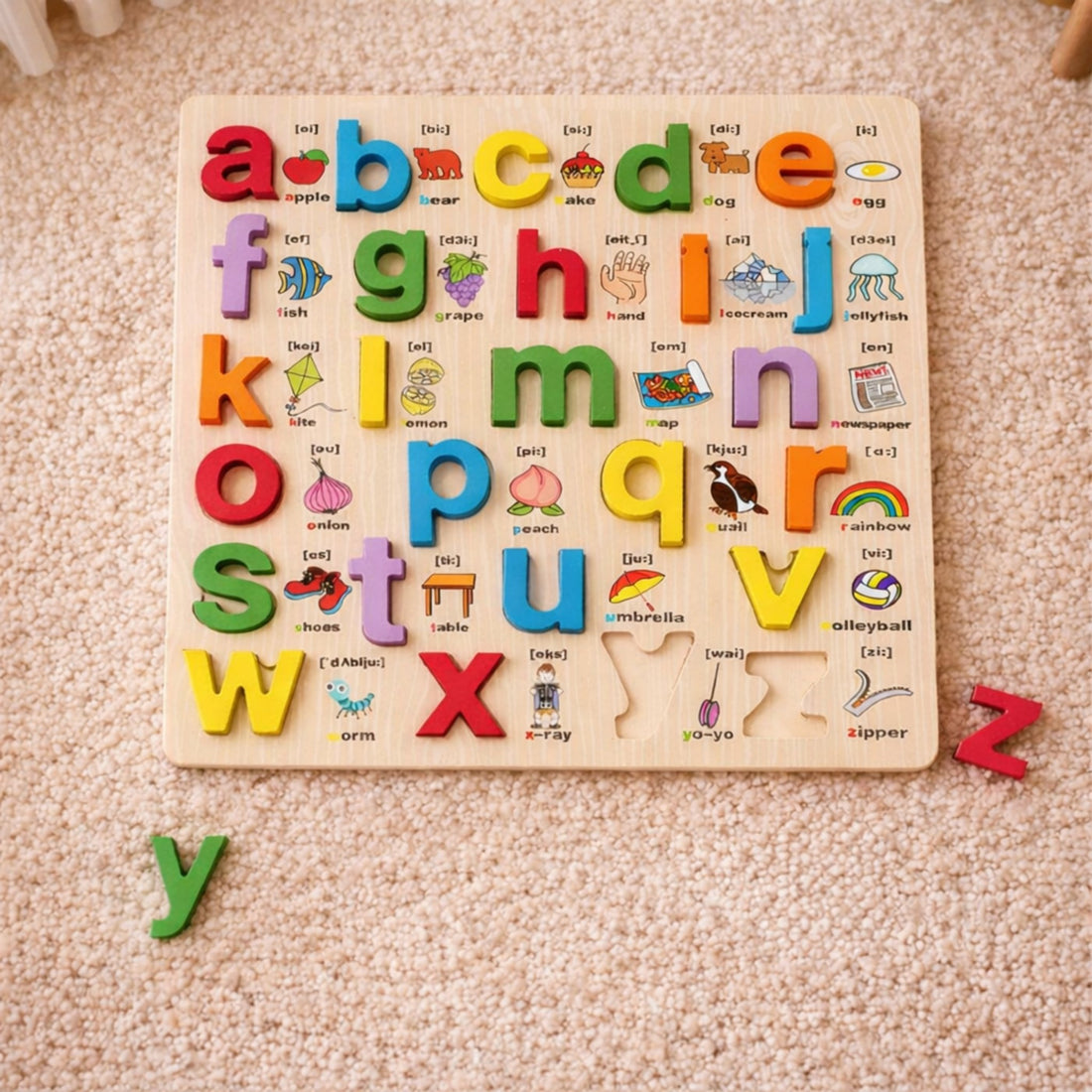Small abcde Board – 3D Small Alphabet Board with picture print - MyLittleTales