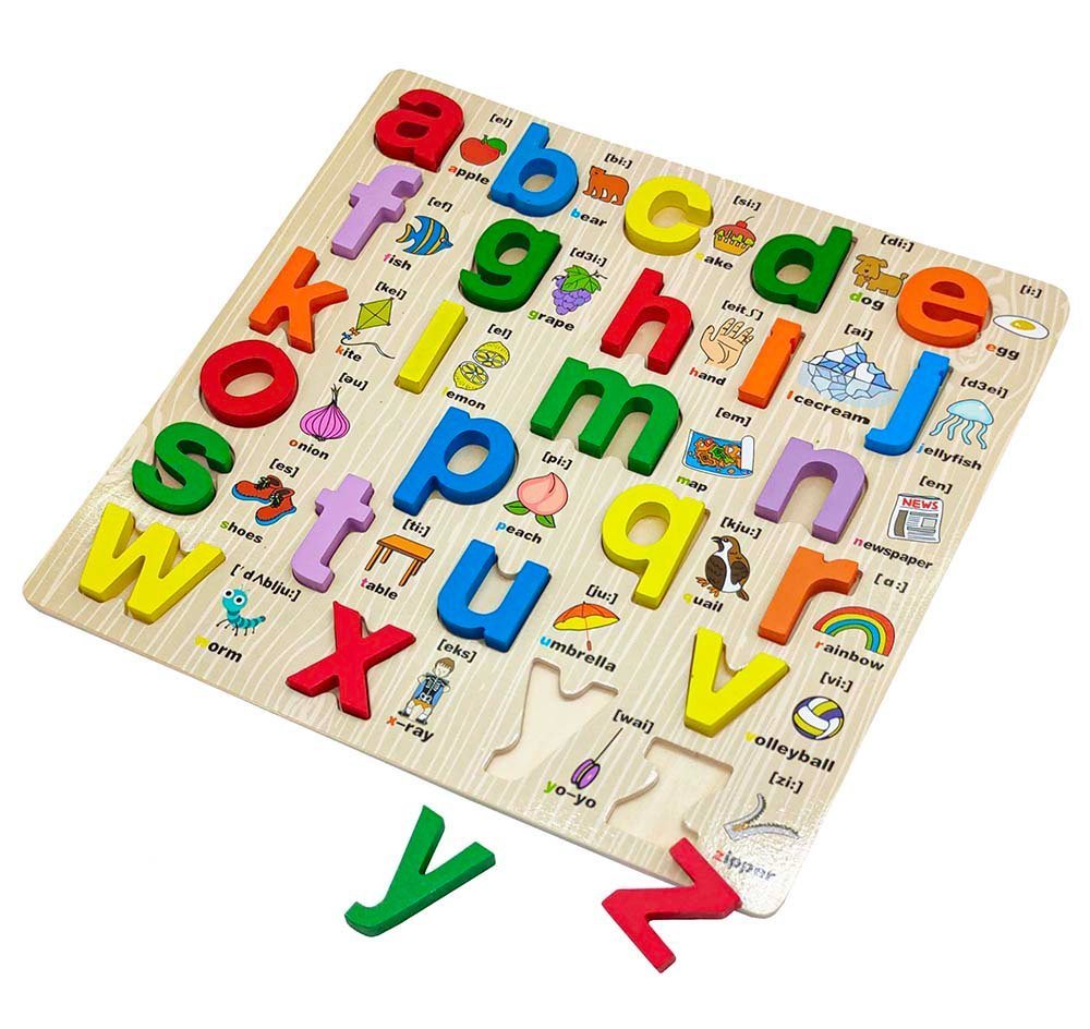 Small abcde Board – 3D Small Alphabet Board with picture print - MyLittleTales