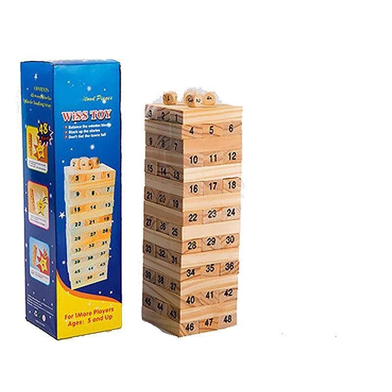 Solid Wood Puzzle Stacked High Stack Tower - Wooden Tower Jenga / Zenga - MyLittleTales