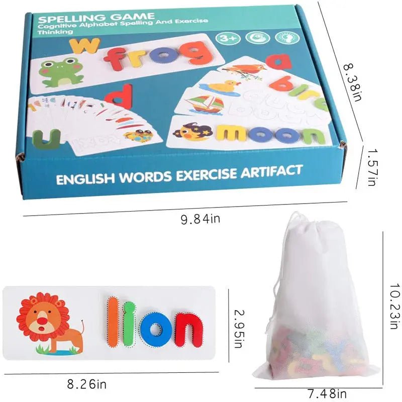 Spelling Game Wooden See and Spell Match Letter Puzzles - MyLittleTales