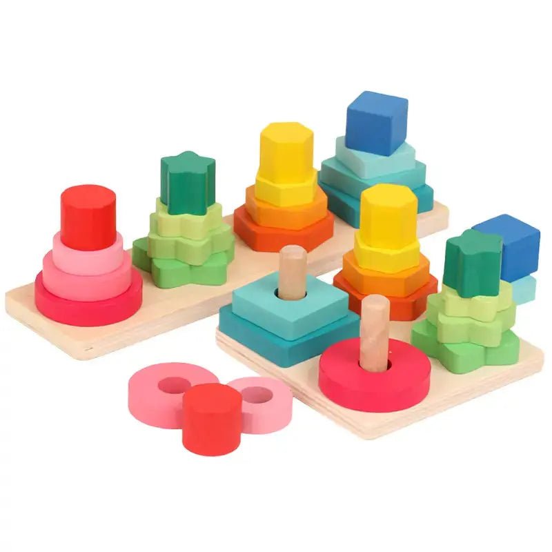Four Square Column Tower | Baby Wooden Montessori Educational Material Toy Kids Early Learning Board Toy - MyLittleTales