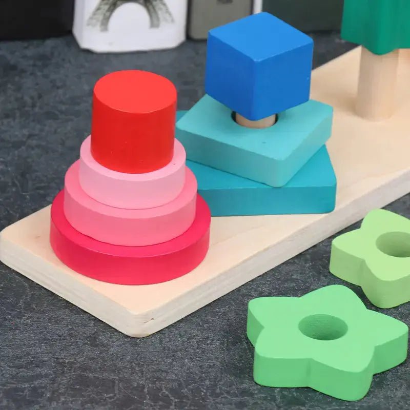 Four Square Column Tower | Baby Wooden Montessori Educational Material Toy Kids Early Learning Board Toy - MyLittleTales