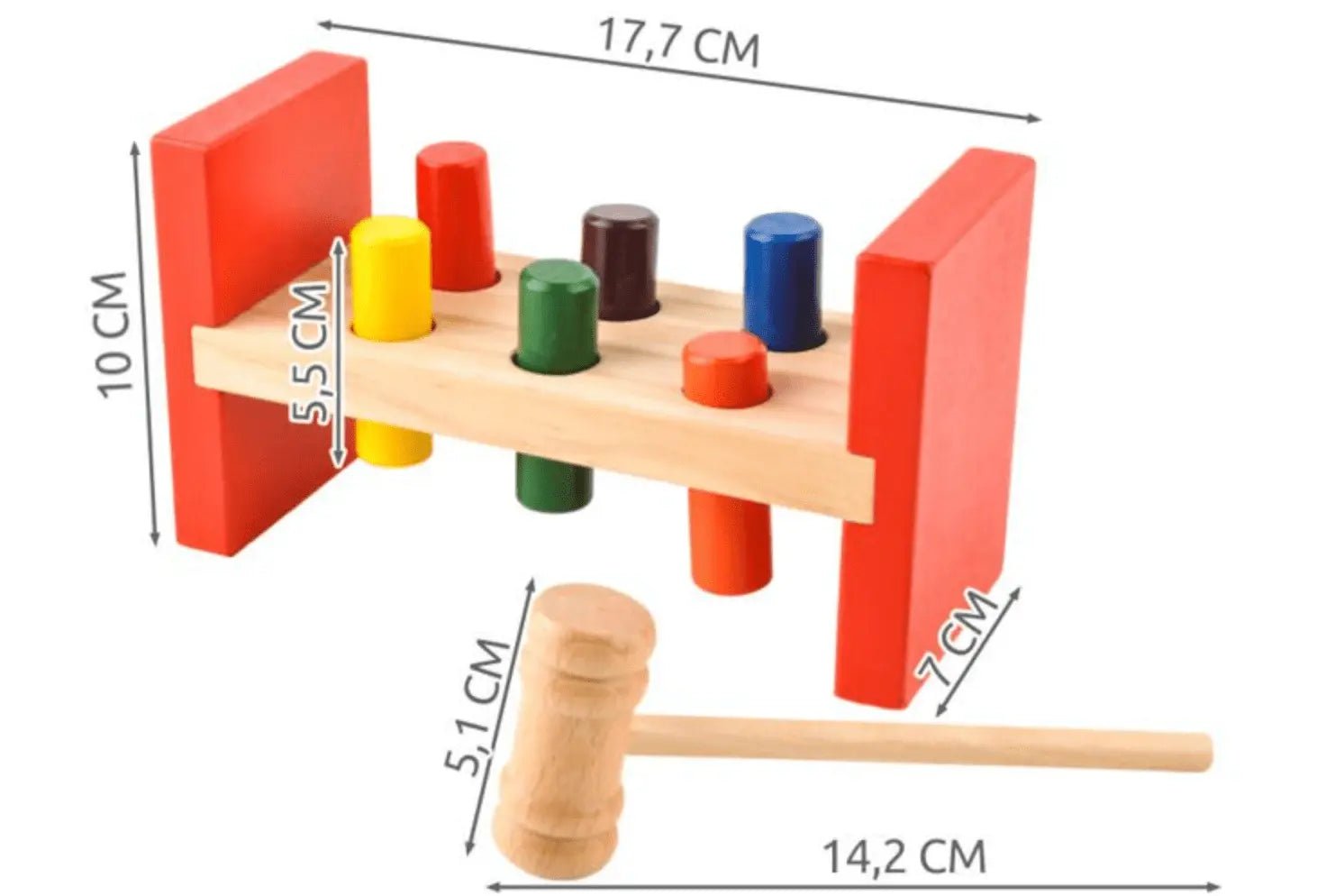 Strike the Wooden Kids Colorful Wooden Blocks Hammer Children Early Learning Educational Toy – 6 peg - MyLittleTales