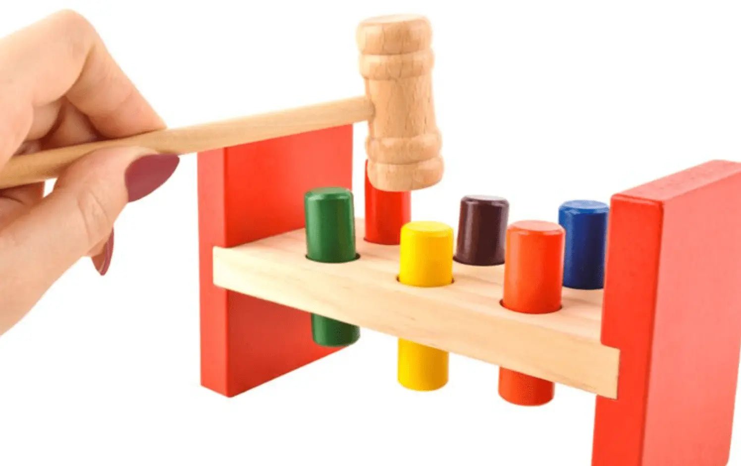 Strike the Wooden Kids Colorful Wooden Blocks Hammer Children Early Learning Educational Toy – 6 peg - MyLittleTales