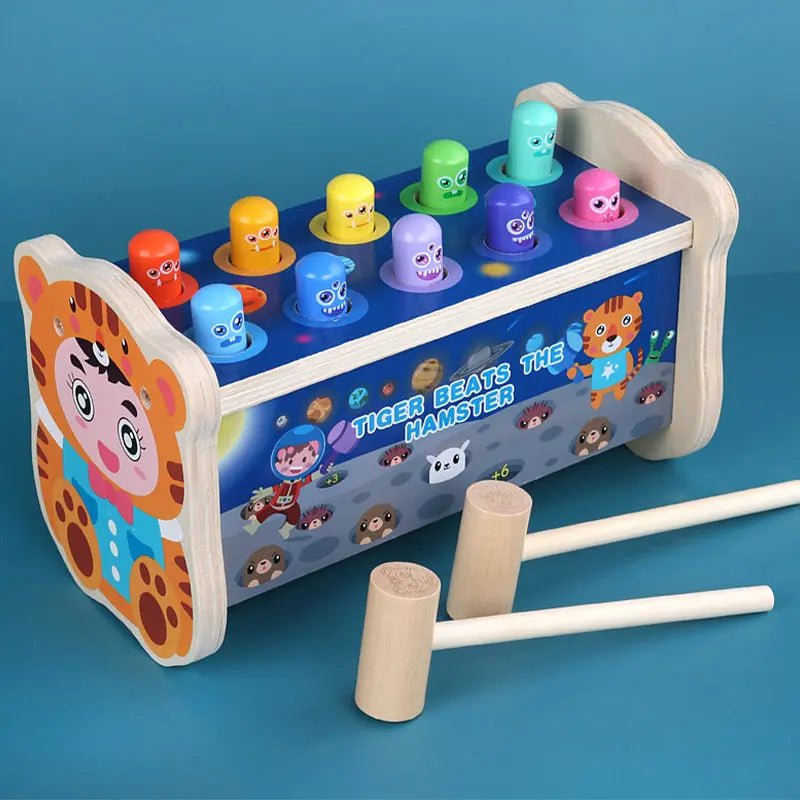 Tiger Beats Hamster – 10 peg Hammer Tiger hamster, Montessori Toys for Toddlers Learning Fine Motor Skills - MyLittleTales
