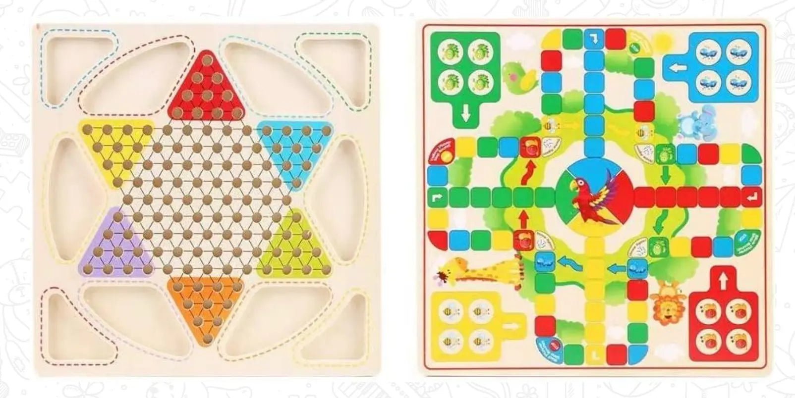 Checker Board & Ludo 2 in 1 Premium Wooden Classic Board Game for Adults and Kids Superb Family Office Game - MyLittleTales