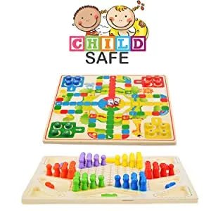 Checker Board & Ludo 2 in 1 Premium Wooden Classic Board Game for Adults and Kids Superb Family Office Game - MyLittleTales