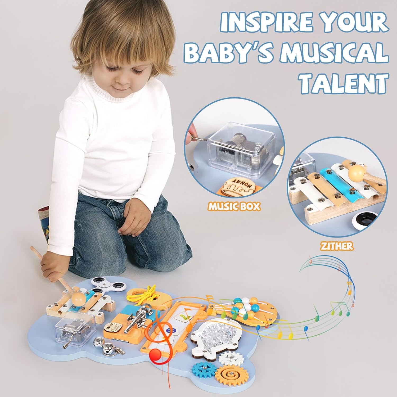 Wooden 10-in-1 Montessori Busy Board – Sensory Fun & Learning for Toddlers. Activity Wooden Busy Board at MyLittleTales!