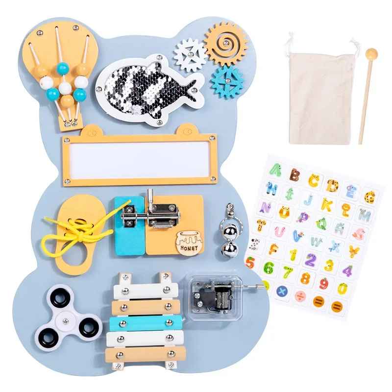 Wooden 10-in-1 Montessori Busy Board – Sensory Fun & Learning for Toddlers. Activity Wooden Busy Board at MyLittleTales!