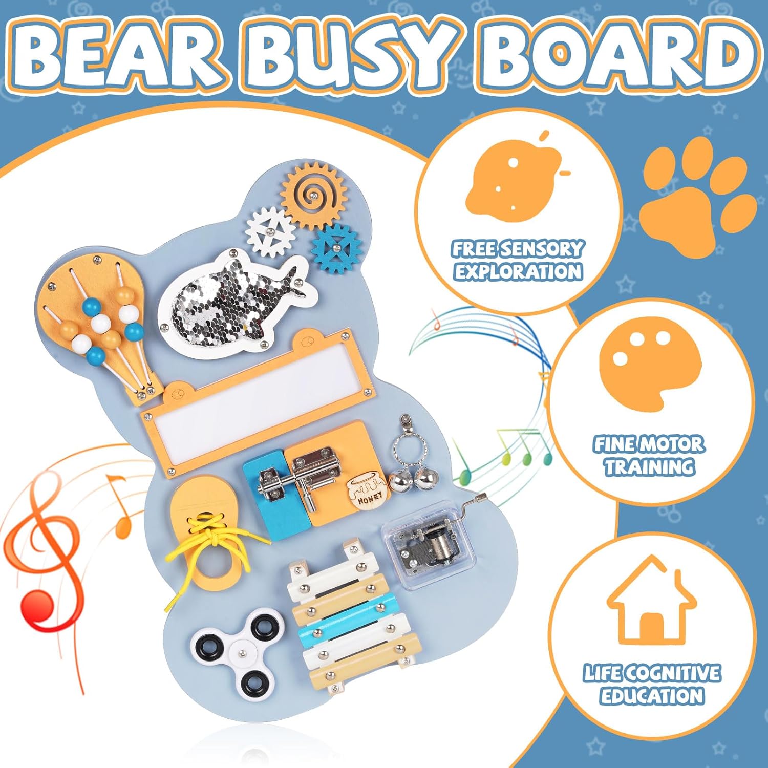Wooden 10-in-1 Montessori Busy Board – Sensory Fun & Learning for Toddlers. Activity Wooden Busy Board at MyLittleTales!