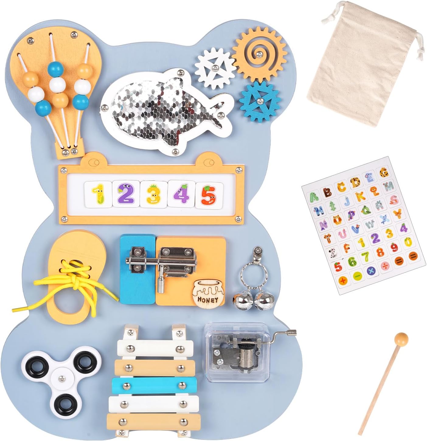 Wooden 10-in-1 Montessori Busy Board – Sensory Fun & Learning for Toddlers. Activity Wooden Busy Board at MyLittleTales!