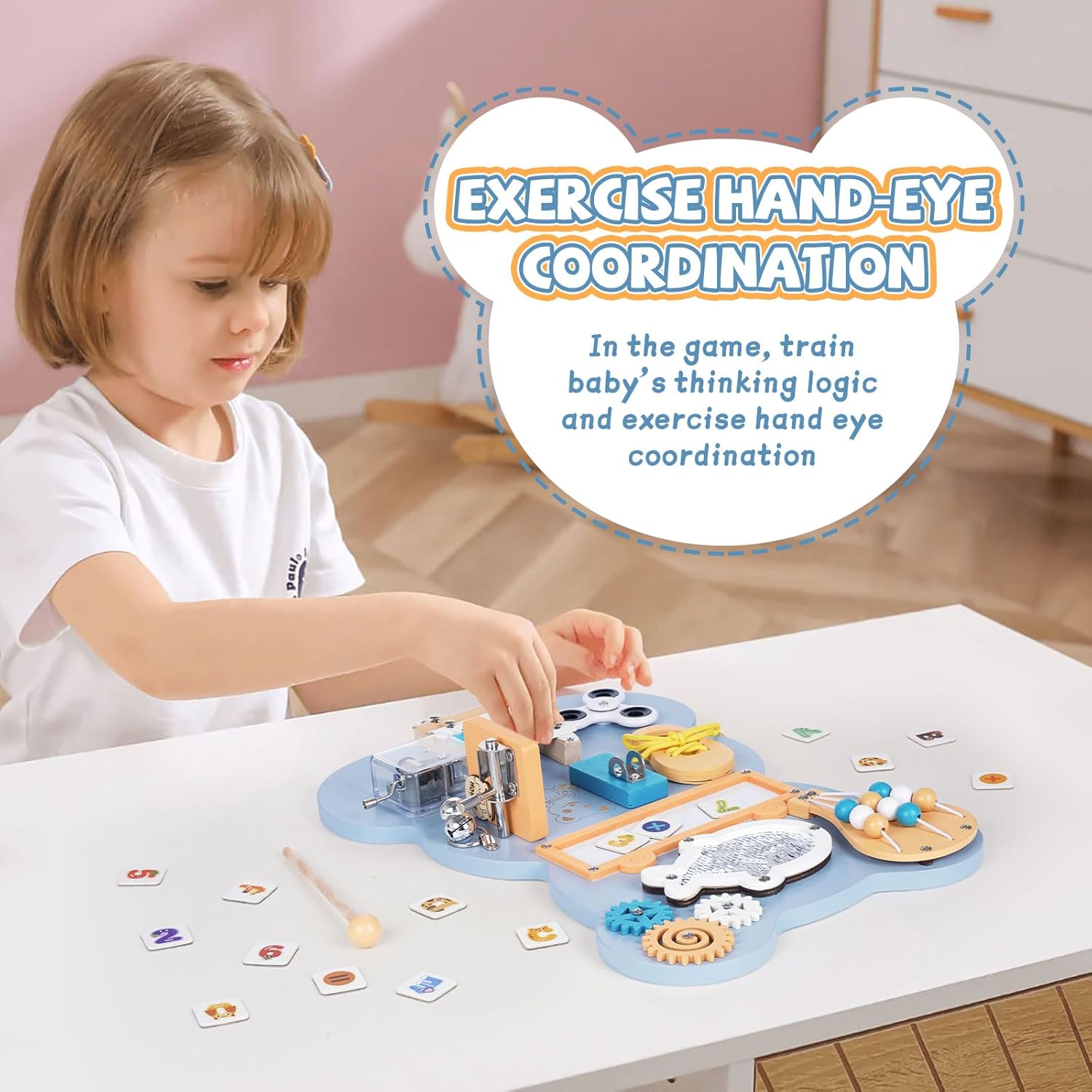 Wooden 10-in-1 Montessori Busy Board – Sensory Fun & Learning for Toddlers. Activity Wooden Busy Board at MyLittleTales!