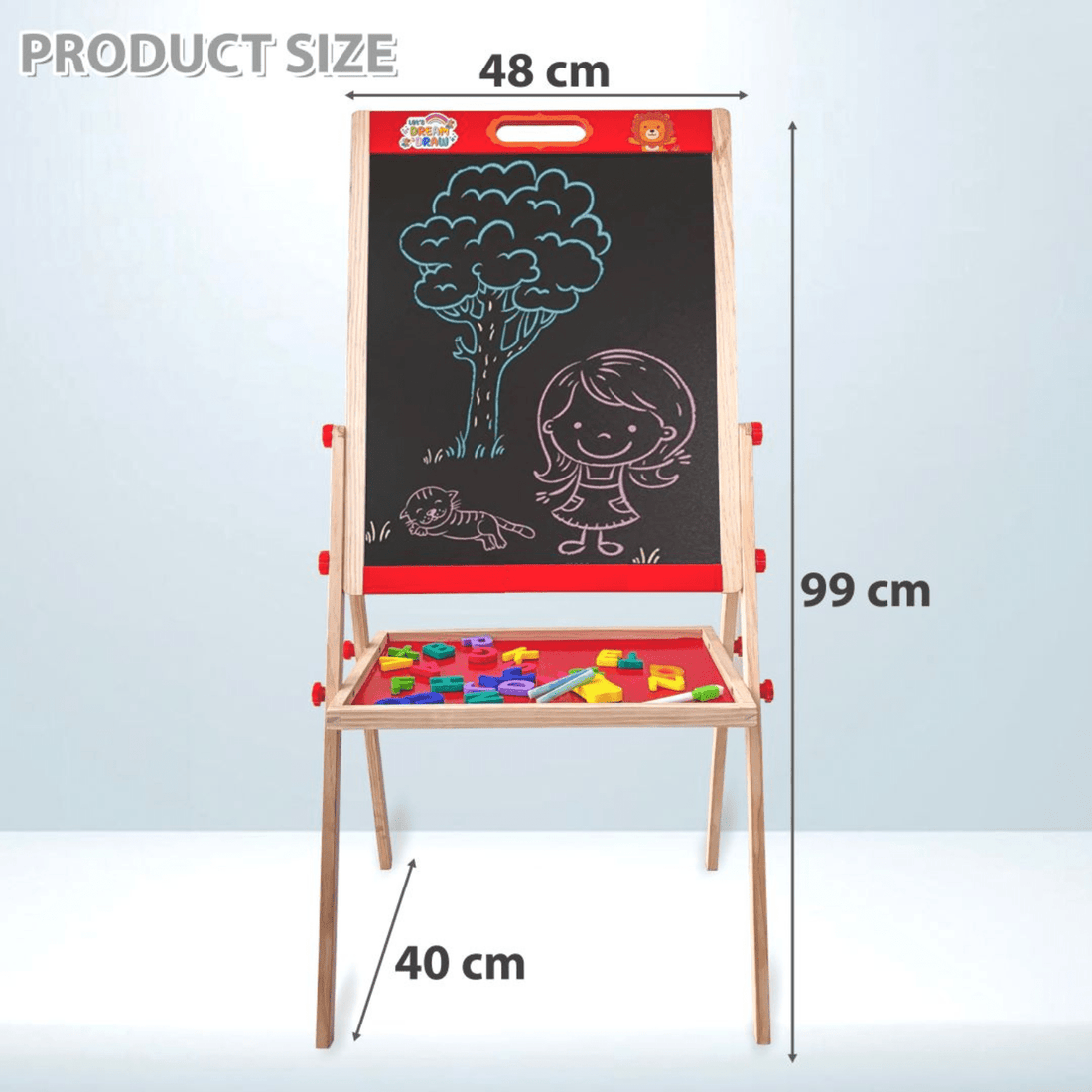 Wooden 3 in 1 Easel Drawing Board Chalkboard & Whiteboard with Storage Tray for Creative Fun - MyLittleTales