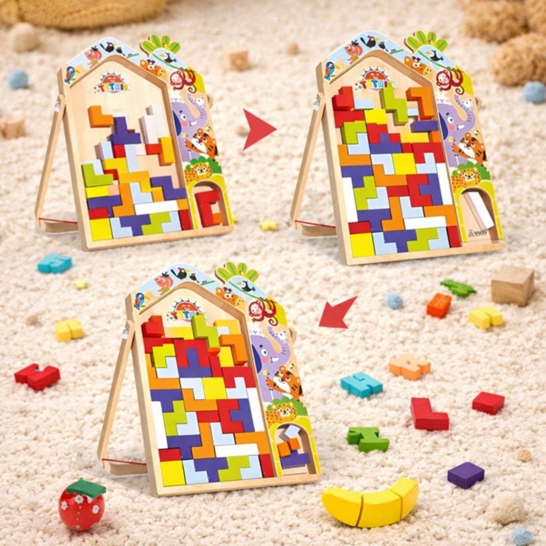 Wooden 3 in 1 Tetris - Parent Child Edition Multifunctional Building Blocks - MyLittleTales