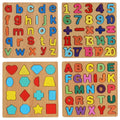 Wooden 3D Alphabets, Numbers, Shapes & Maths Board - 4 in 1 Combo - MyLittleTales