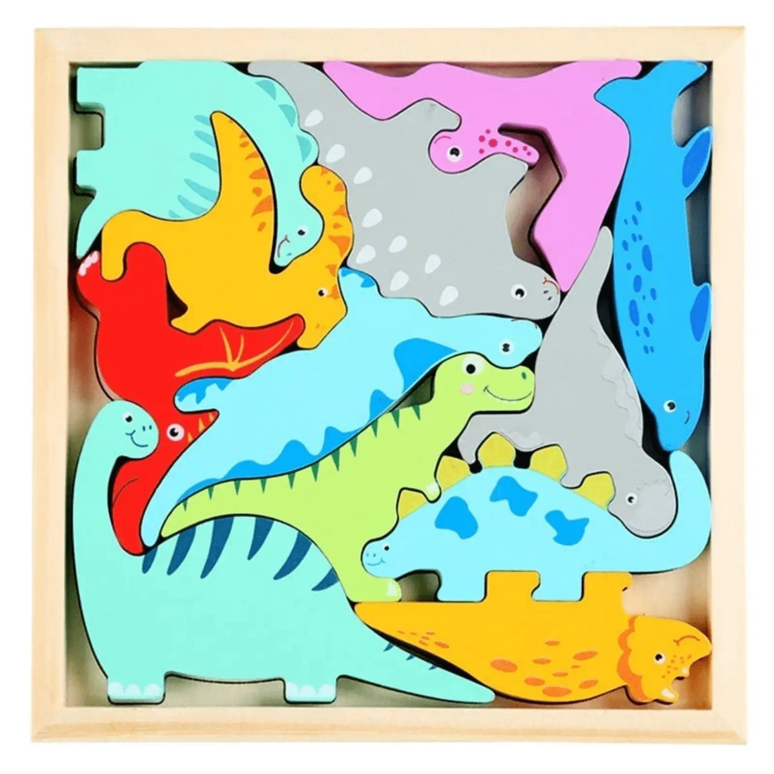 Wooden 3D Cognitive Puzzle Board, Pet Animal, Forest Animal, Dinosaur & Fruits Puzzle Sorting & Stacking Toys - MyLittleTales