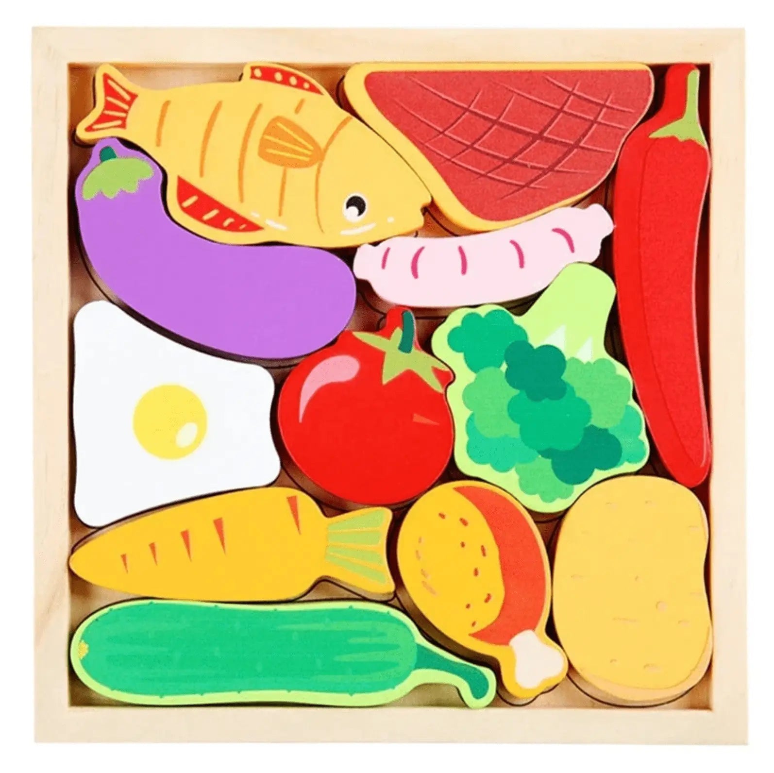 Wooden 3D Cognitive Puzzle Board, Pet Animal, Forest Animal, Dinosaur and Fruits & VegetablesPuzzle Sorting & Stacking Toys - MyLittleTales