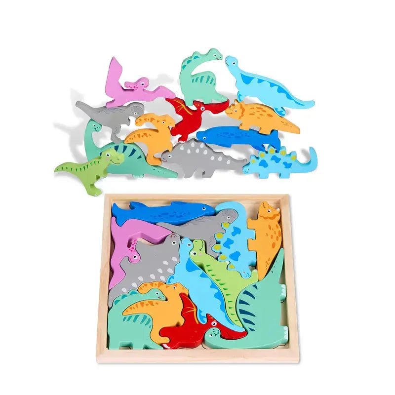 Wooden 3D Cognitive Puzzle Board, Pet Animal, Forest Animal, Dinosaur & Fruits Puzzle Sorting & Stacking Toys - MyLittleTales