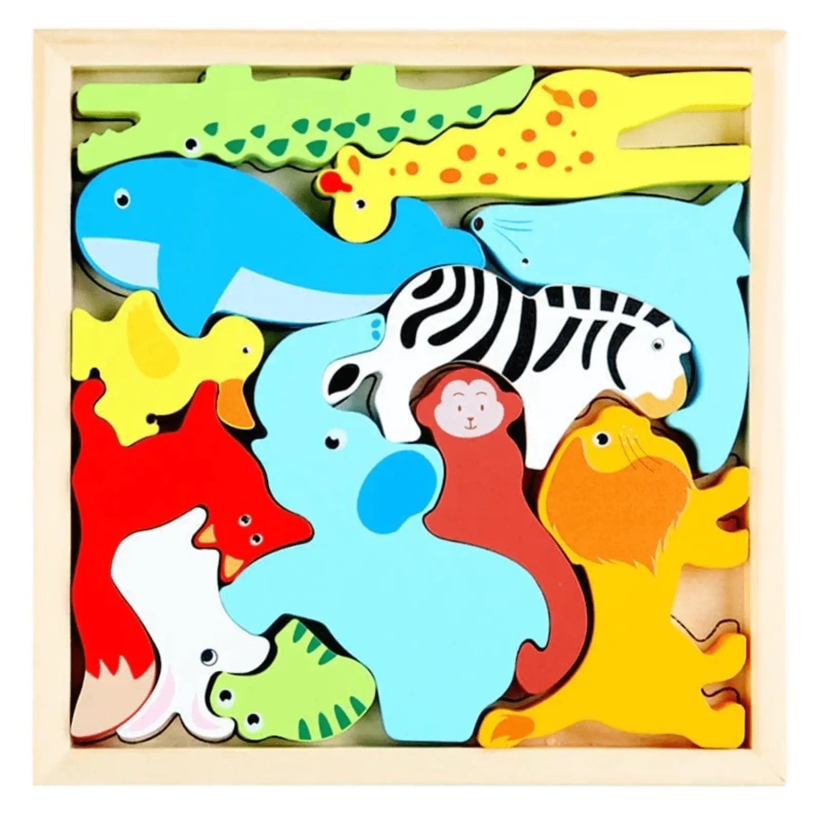 Wooden 3D Cognitive Puzzle Board, Animal, Dinosaur, Fruits & Vegetables Puzzle Sorting & Stacking Toys - MyLittleTales