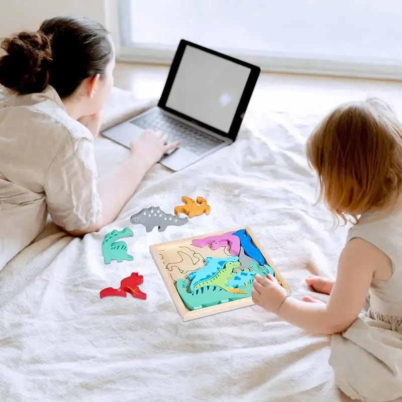 Wooden 3D Cognitive Puzzle Board, Pet Animal, Forest Animal, Dinosaur & Fruits Puzzle Sorting & Stacking Toys - MyLittleTales