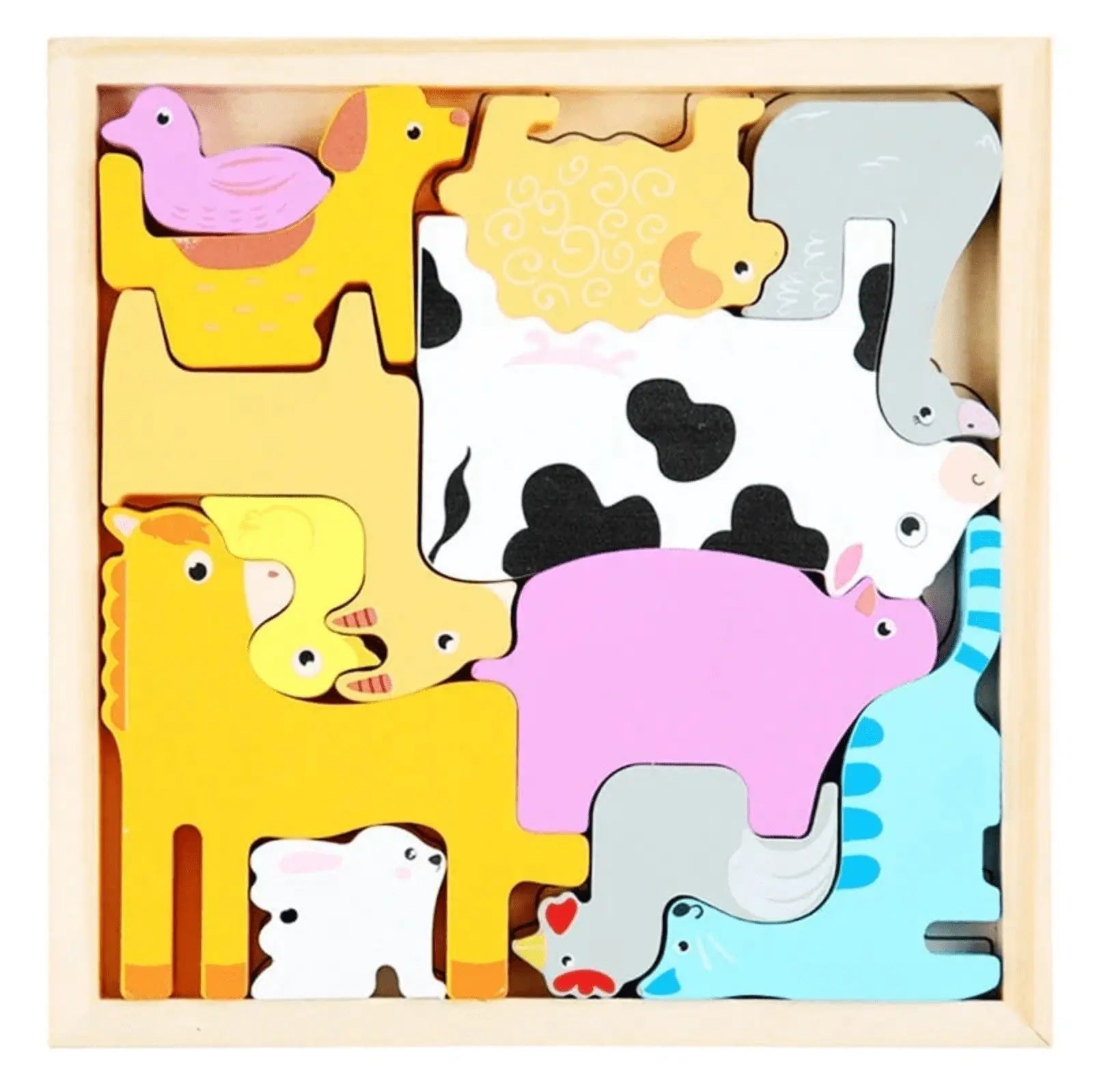 Wooden 3D Cognitive Puzzle Board, Pet Animal, Forest Animal, Dinosaur & Fruits Puzzle Sorting & Stacking Toys - MyLittleTales