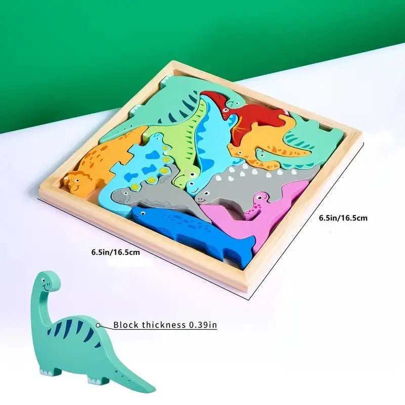 Wooden 3D Cognitive Puzzle Board, Pet Animal, Forest Animal, Dinosaur & Fruits Puzzle Sorting & Stacking Toys - MyLittleTales