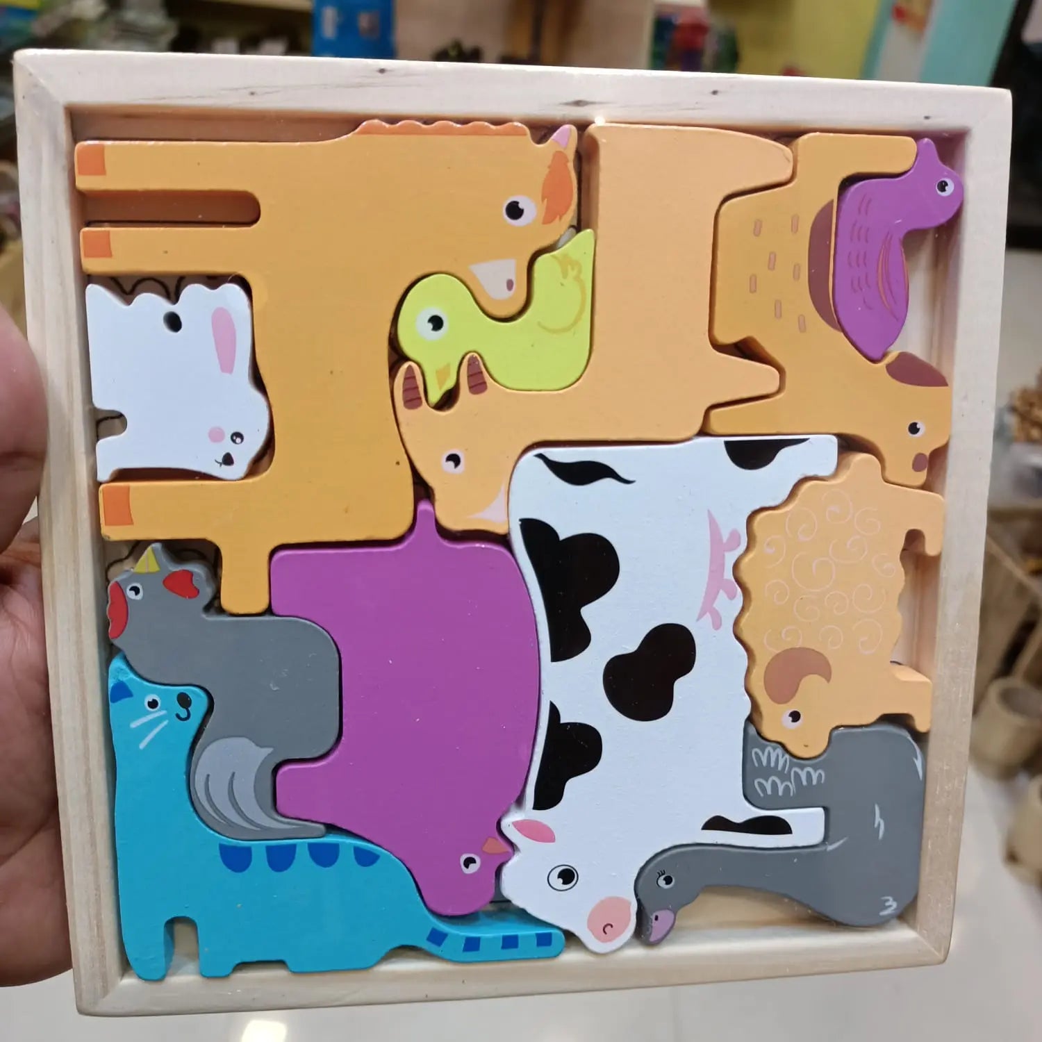 Wooden 3D Cognitive Puzzle Board, Pet Animal, Forest Animal, Dinosaur & Fruits Puzzle Sorting & Stacking Toys - MyLittleTales