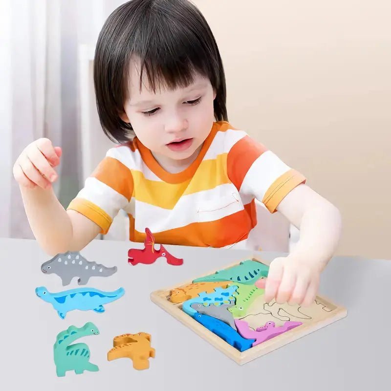 Wooden 3D Cognitive Puzzle Board, Pet Animal, Forest Animal, Dinosaur & Fruits Puzzle Sorting & Stacking Toys - MyLittleTales