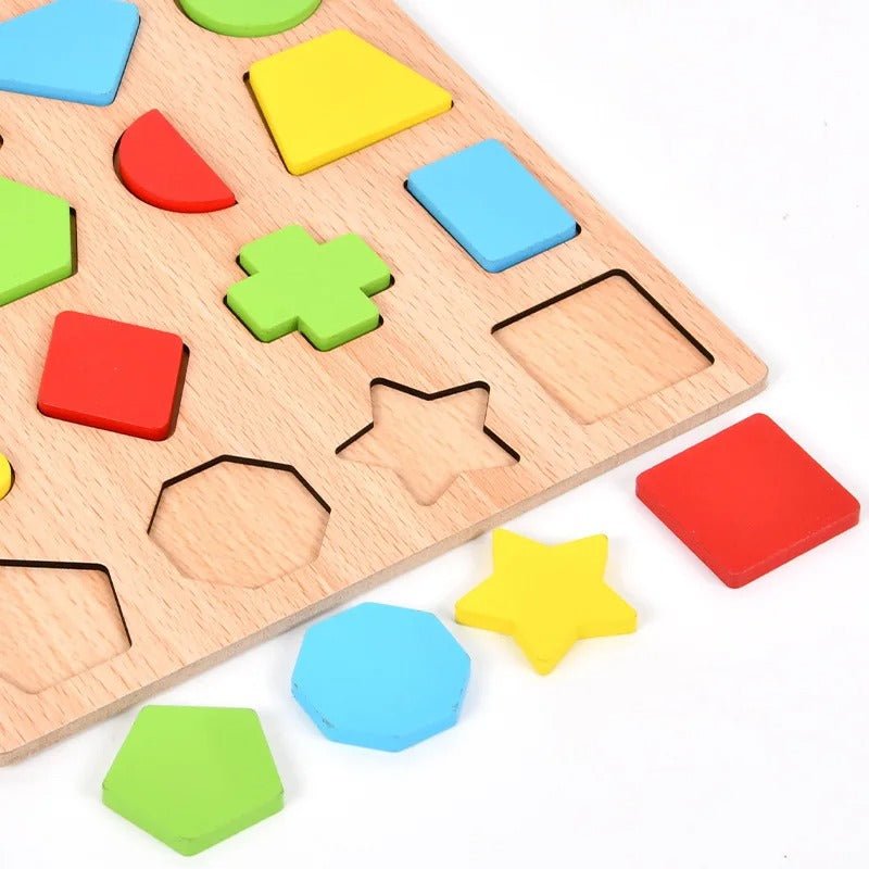 Wooden 3D Colorful Shapes Board - MyLittleTales