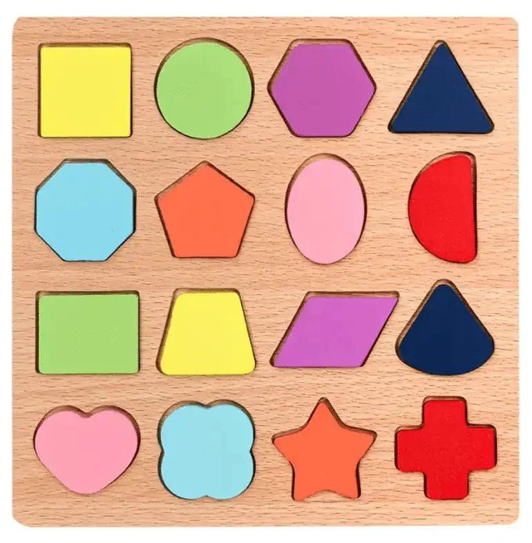 Wooden 3D Colorful Shapes Board - MyLittleTales