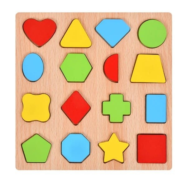 Wooden 3D Colorful Shapes Board - MyLittleTales