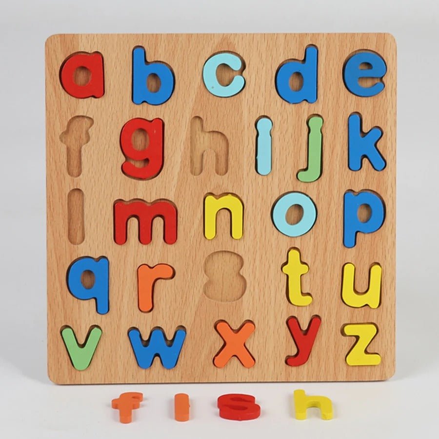 Wooden 3D Small Alphabets abcde Board - MyLittleTales