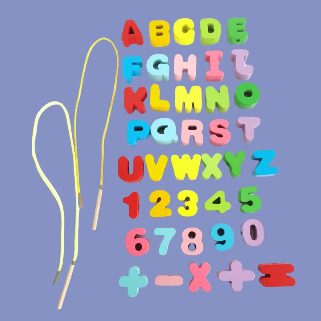 Wooden Alphanumeric Lacing – A to z and 0-9 and Mathematics - MyLittleTales