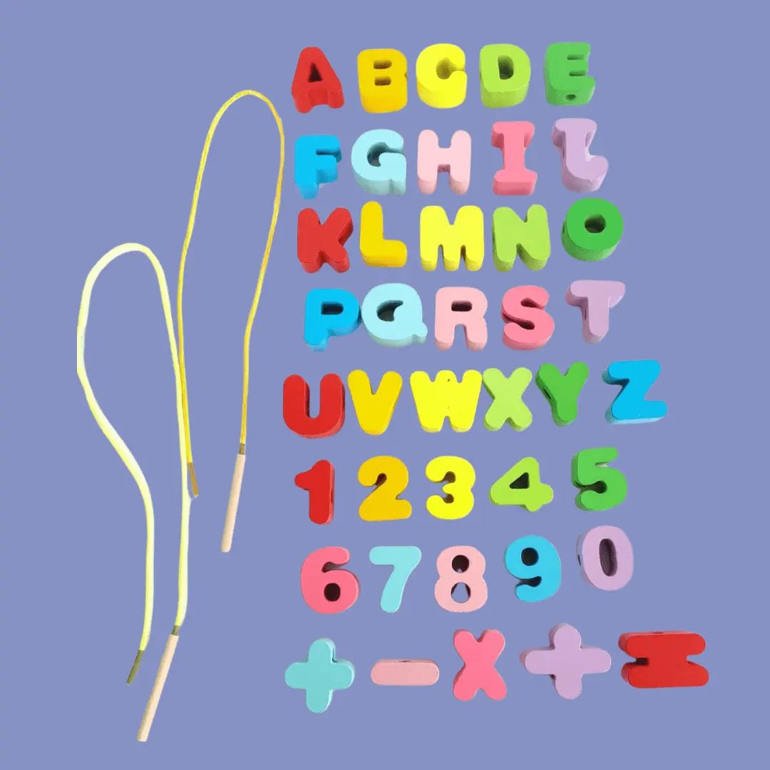 Lacing Math Wooden Alphanumeric Lacing Board - MyLittleTales