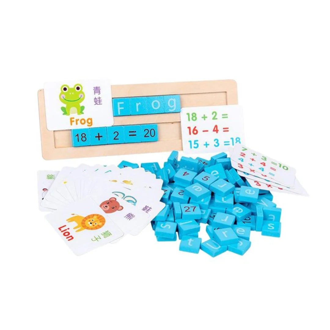 Wooden Alphanumeric Teaching aids Flash card Math Addition Subtraction Vocabulary English - MyLittleTales