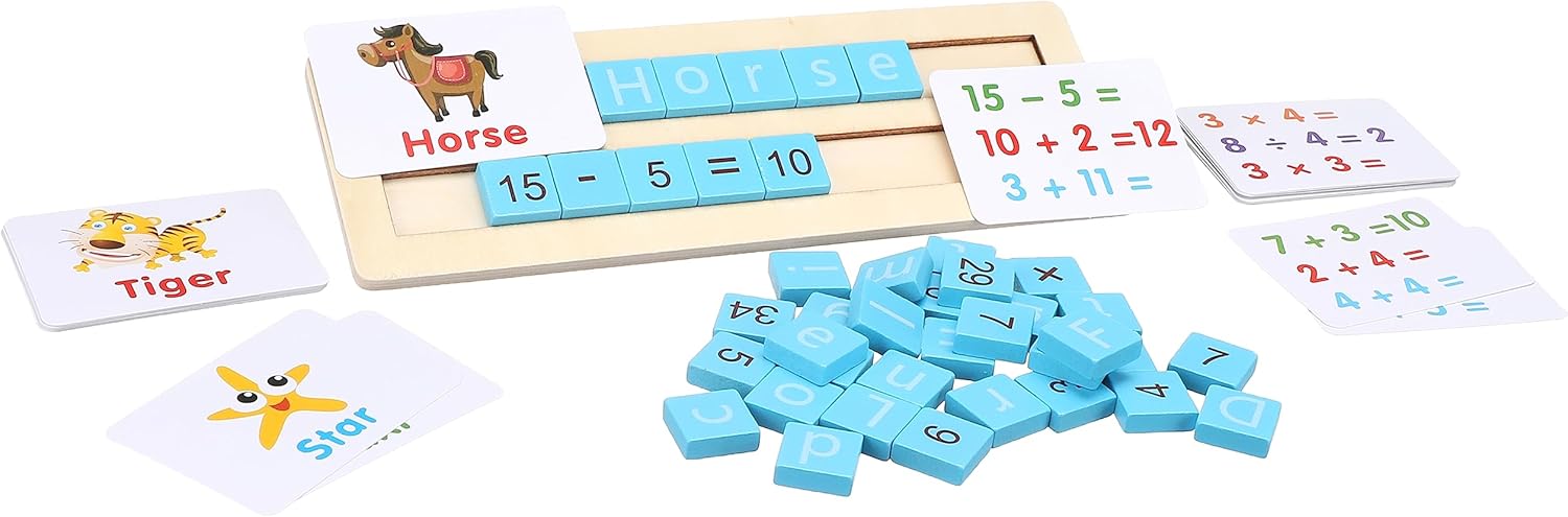 Wooden Alphanumeric Teaching aids Flash card Math Addition Subtraction Vocabulary English - MyLittleTales