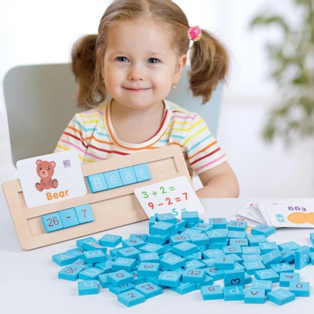 Wooden Alphanumeric Teaching aids Flash card Math Addition Subtraction Vocabulary English - MyLittleTales