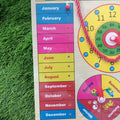 Wooden Analog clock All in One Multifunctional Learning Board, Calendar, Days, Months, Seasons with Pins - MyLittleTales