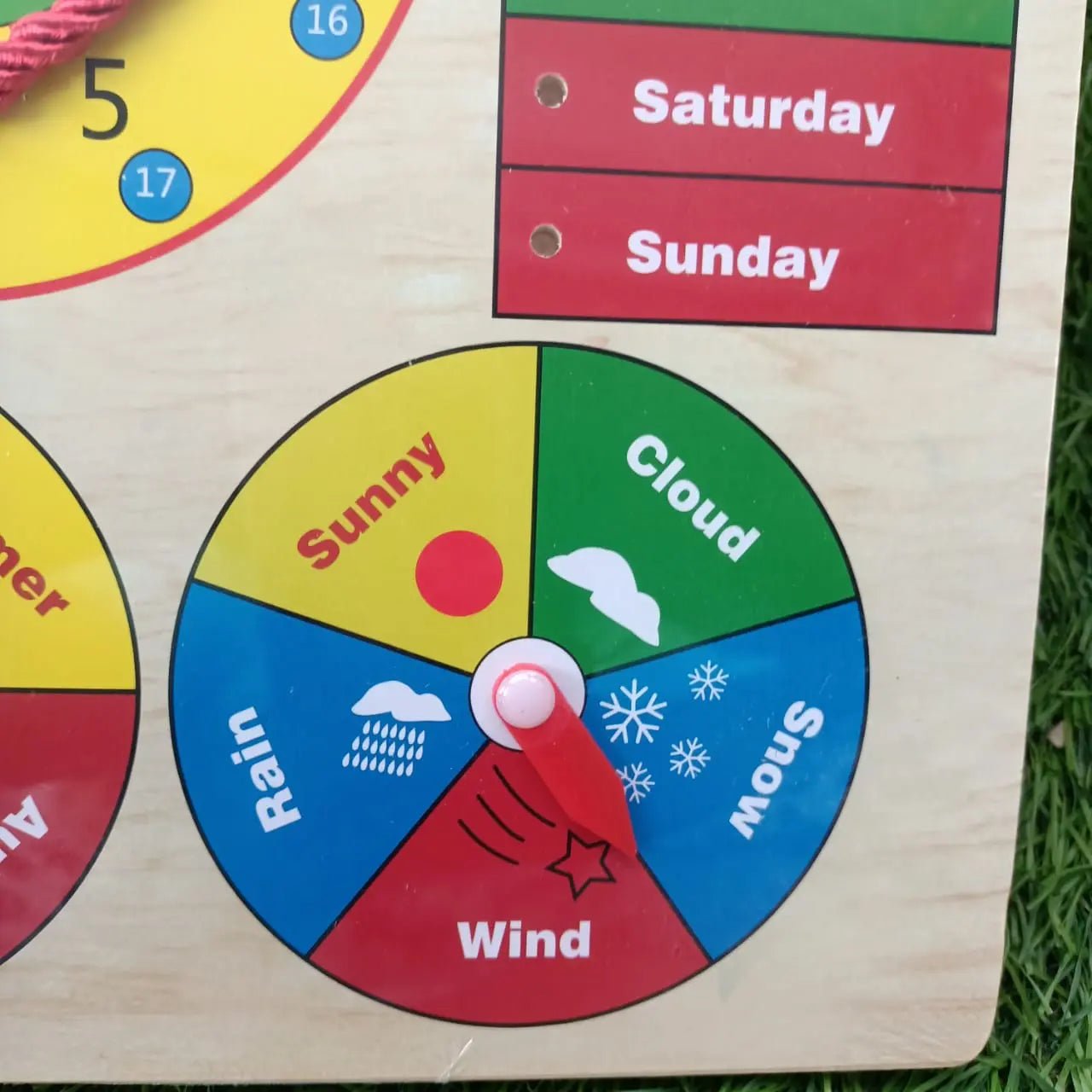 Wooden Analog clock All in One Multifunctional Learning Board, Calendar, Days, Months, Seasons with Pins - MyLittleTales