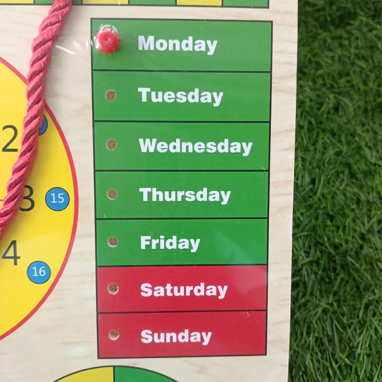 Wooden Analog clock All in One Multifunctional Learning Board, Calendar, Days, Months, Seasons with Pins - MyLittleTales